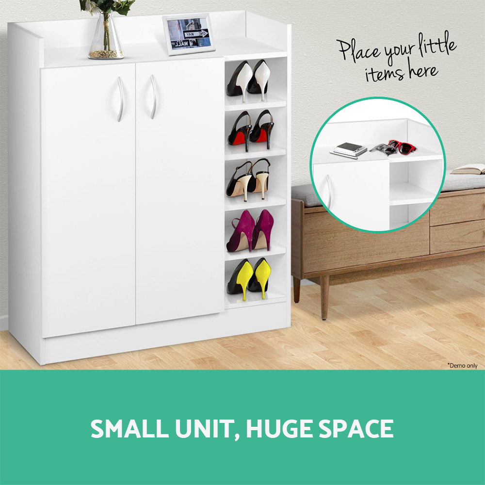 Shoe Storage: Artiss Shoe Rack Cabinet 21 Pairs Adjustable Shelves White Clair