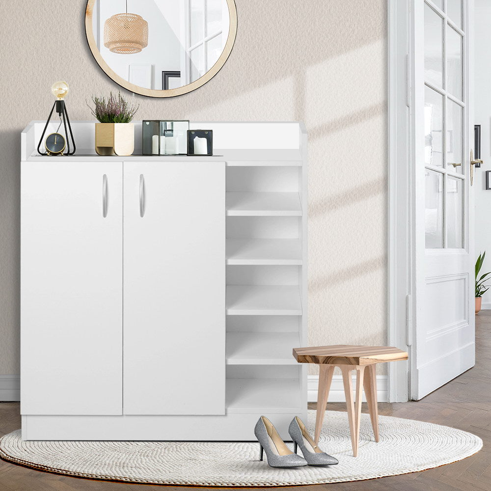 Shoe Storage: Artiss Shoe Rack Cabinet 21 Pairs Adjustable Shelves White Clair