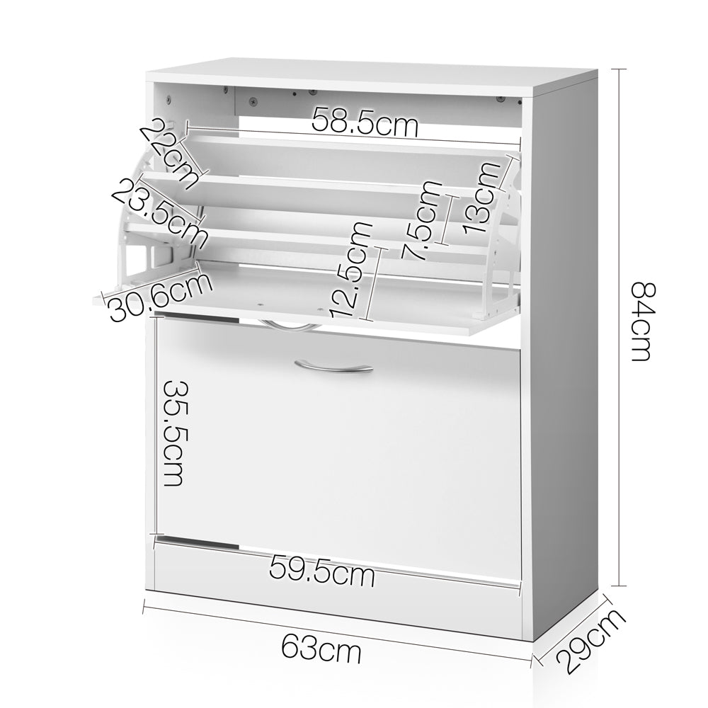 Shoe Storage: Artiss Shoe Rack Cabinet Adjustable Shelves 24 Pairs White Iris