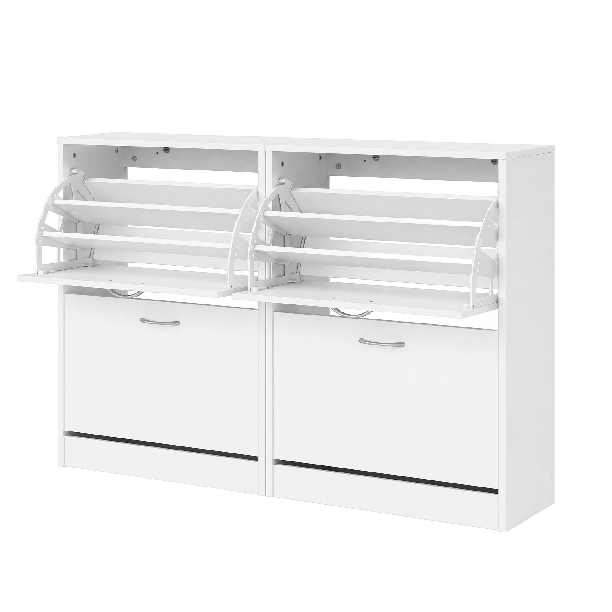 Artiss 2x Shoe Cabinet Storage Organiser 2 Flip Drawer White