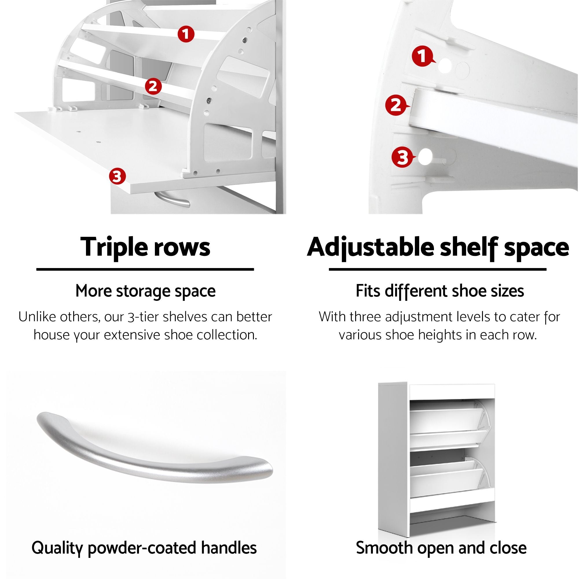 Artiss 2x Shoe Cabinet Storage Organiser 2 Flip Drawer White