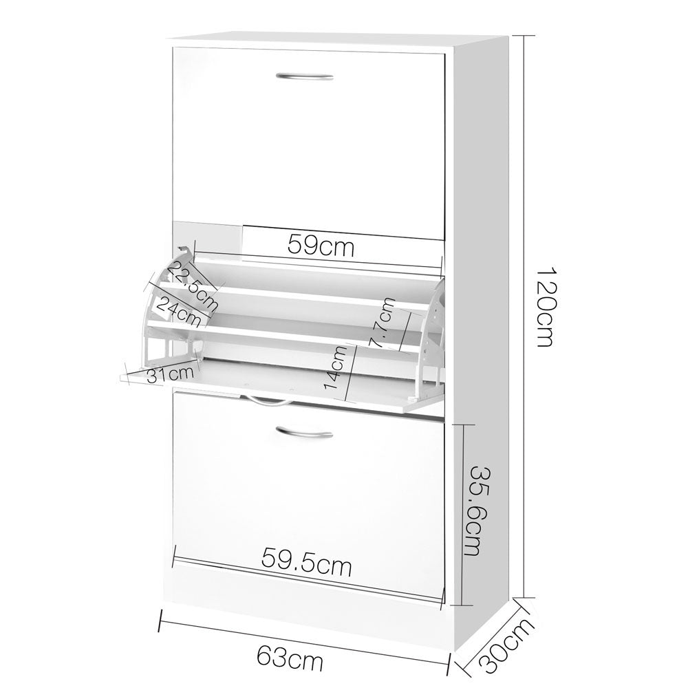 Shoe Storage: Artiss Shoe Rack Cabinet 36 Pairs Adjustable Shelves Ivy