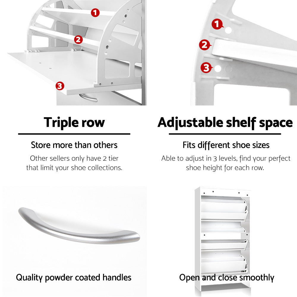 Shoe Storage: Artiss Shoe Rack Cabinet 36 Pairs Adjustable Shelves Ivy