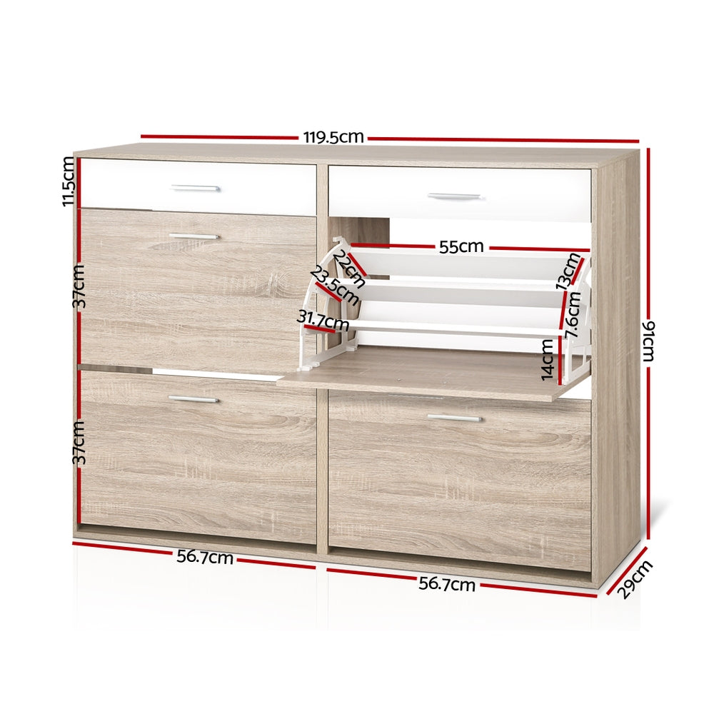 Shoe Storage: Artiss Shoe Rack Cabinet 36 Pairs Adjustable Shelves Pine Sara