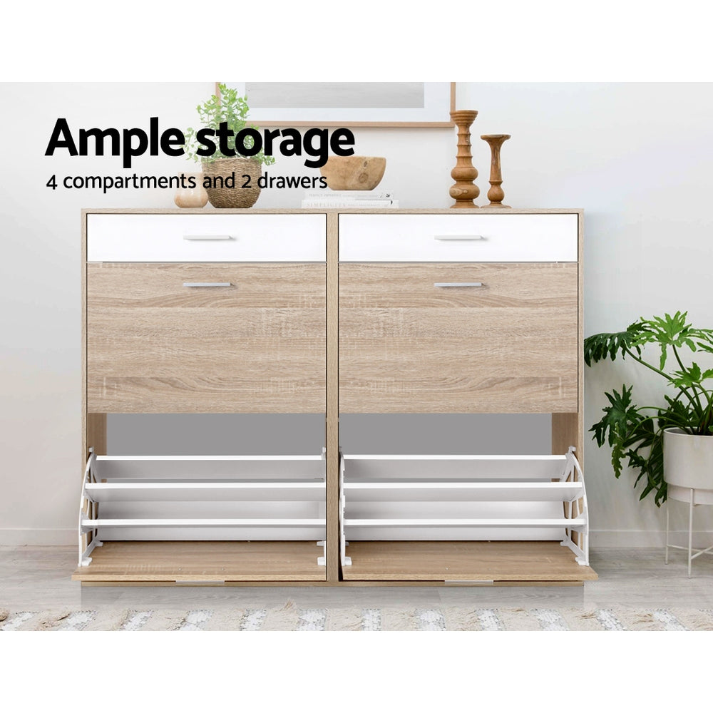 Shoe Storage: Artiss Shoe Rack Cabinet 36 Pairs Adjustable Shelves Pine Sara
