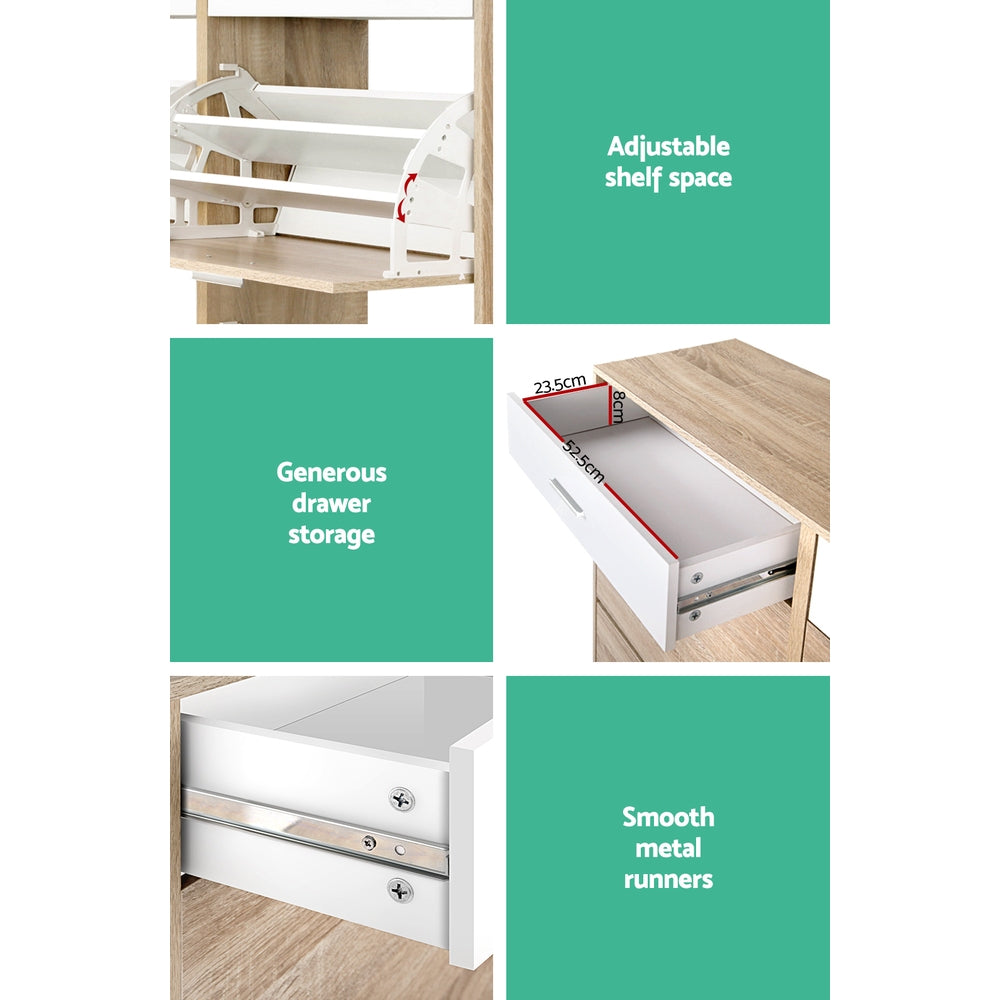 Shoe Storage: Artiss Shoe Rack Cabinet 36 Pairs Adjustable Shelves Pine Sara