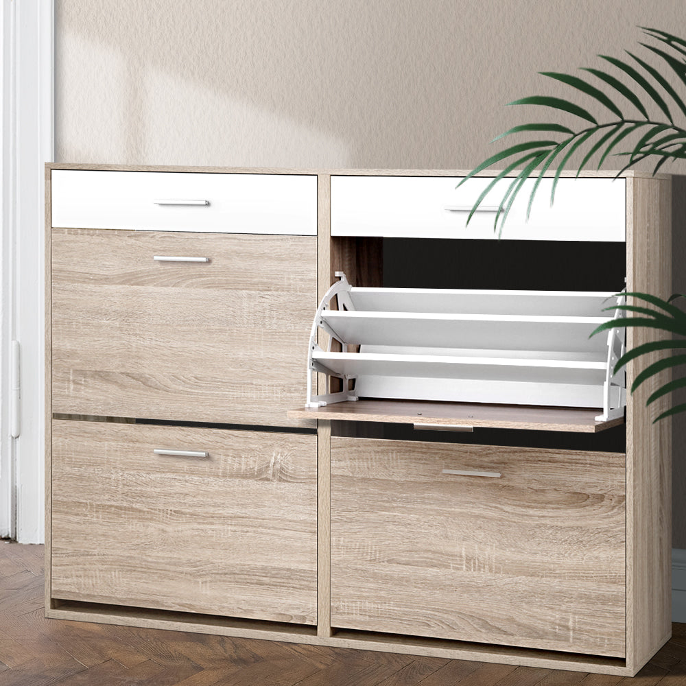 Shoe Storage: Artiss Shoe Rack Cabinet 36 Pairs Adjustable Shelves Pine Sara
