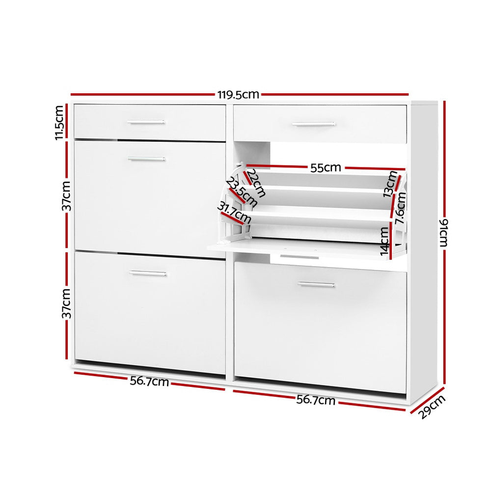 Shoe Storage: Artiss Shoe Rack Cabinet 36 Pairs Adjustable Shelves White Sara