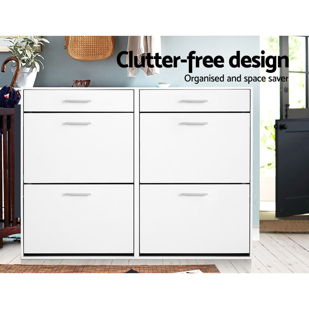 Shoe Storage: Artiss Shoe Rack Cabinet 36 Pairs Adjustable Shelves White Sara