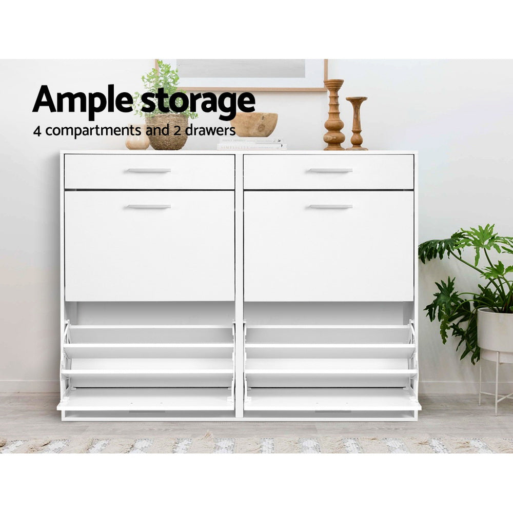 Shoe Storage: Artiss Shoe Rack Cabinet 36 Pairs Adjustable Shelves White Sara