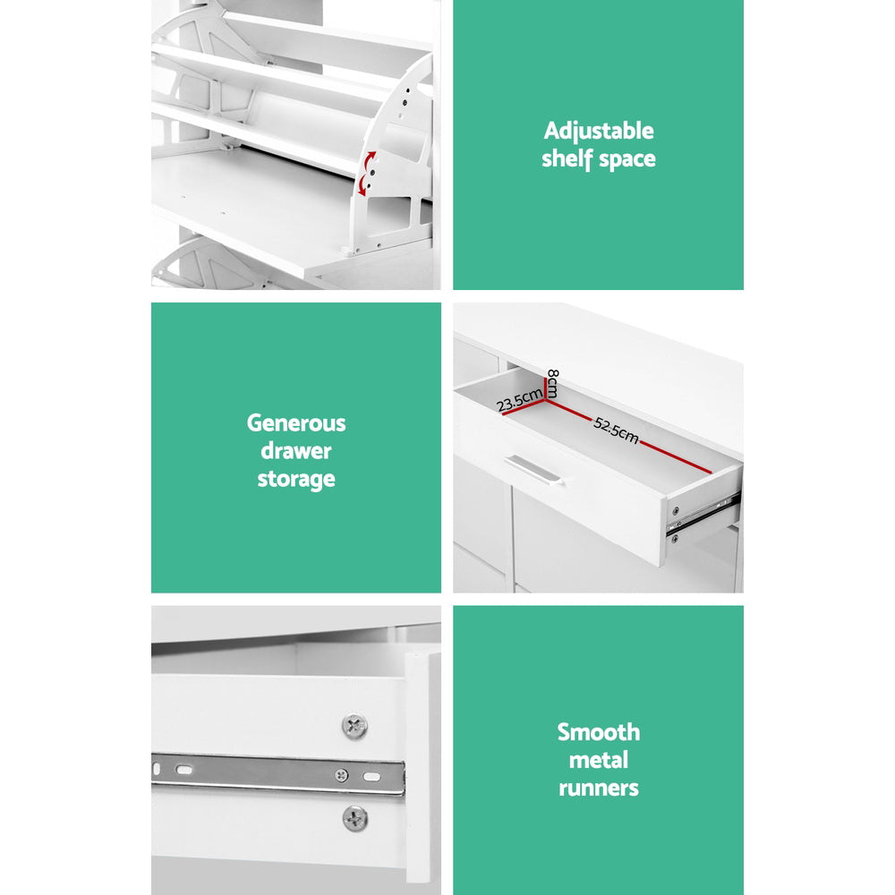 Shoe Storage: Artiss Shoe Rack Cabinet 36 Pairs Adjustable Shelves White Sara
