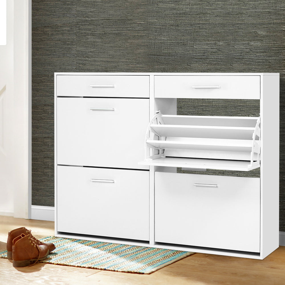 Shoe Storage: Artiss Shoe Rack Cabinet 36 Pairs Adjustable Shelves White Sara