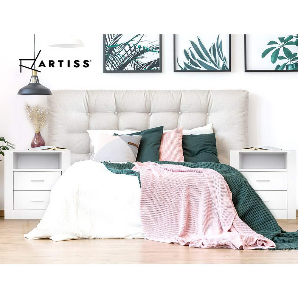 Bedside Tables: Artiss Bedside Table 2 Drawers with Shelf - TARA White