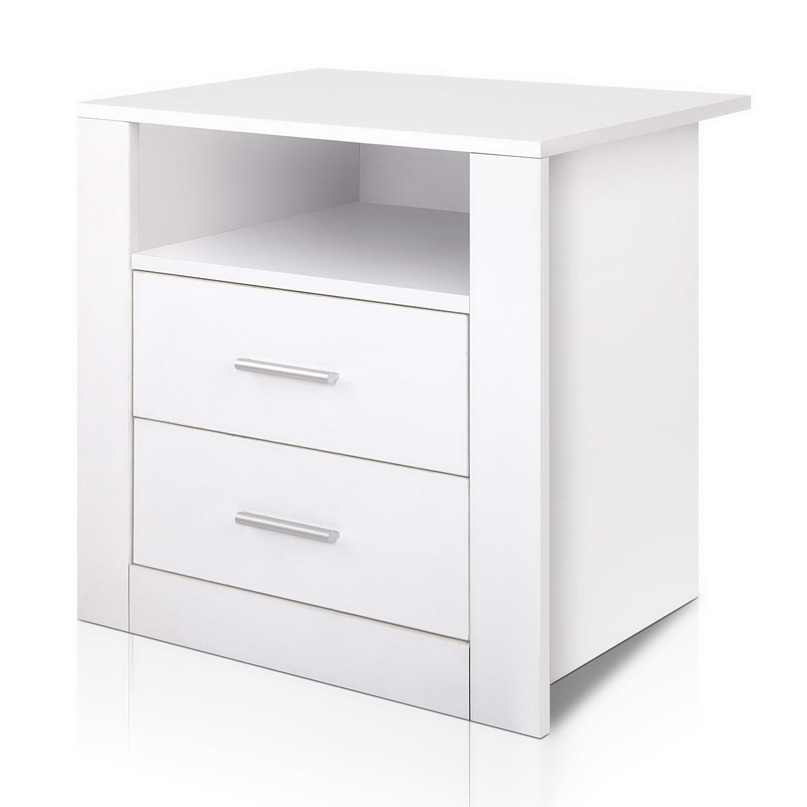 Bedside Tables: Artiss Bedside Table 2 Drawers with Shelf - TARA White