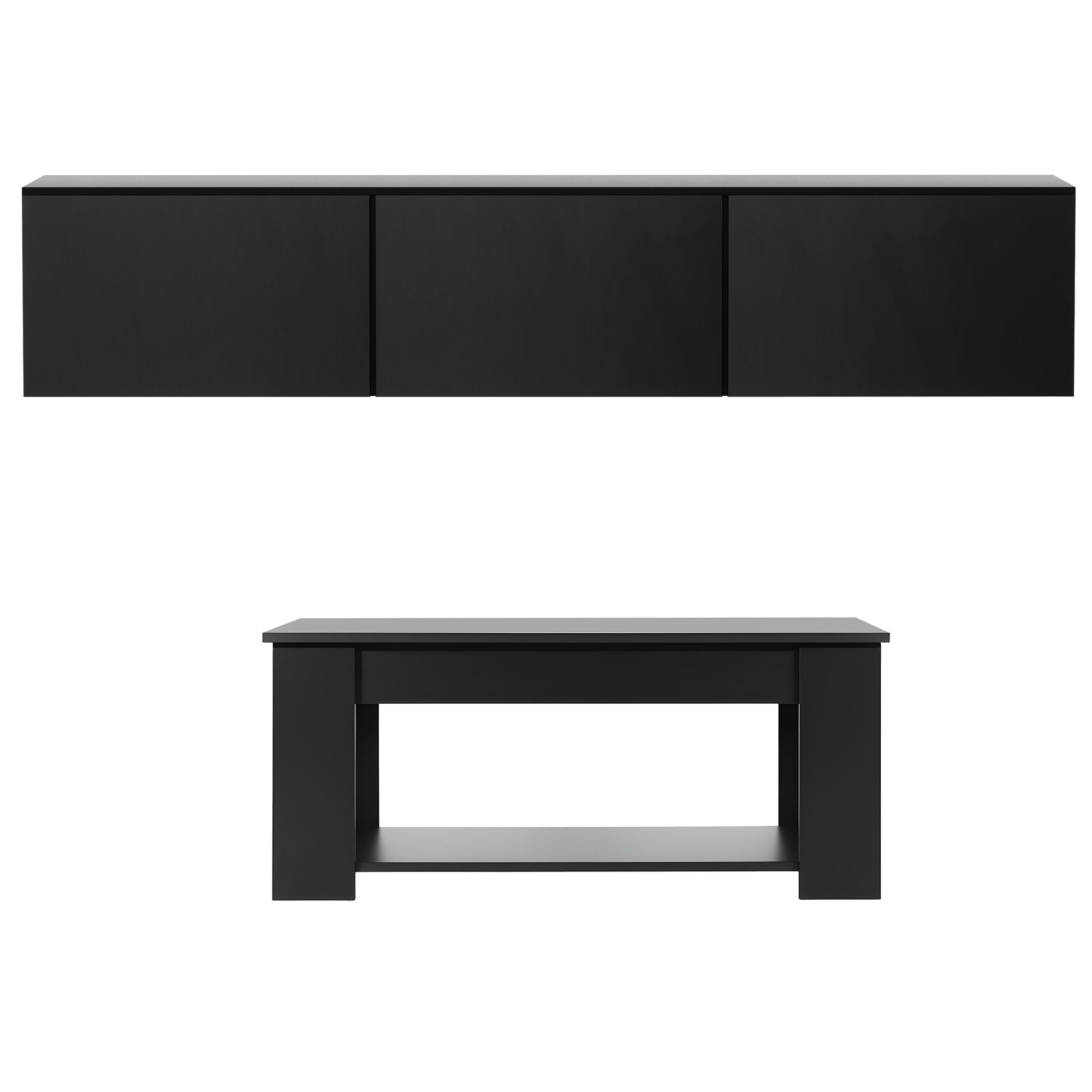 Artiss TV Unit & Coffee Table Set Storage Cabinet Black
