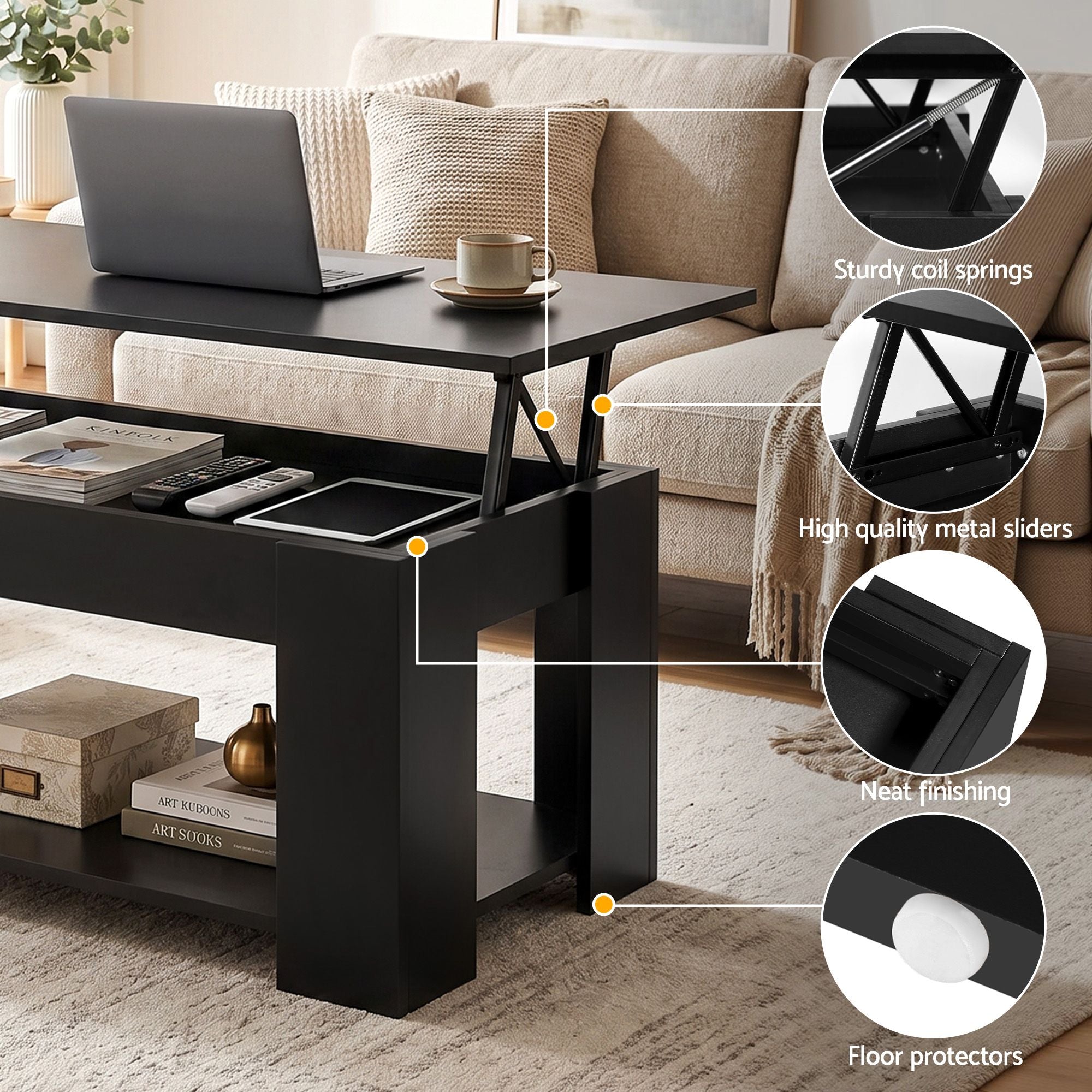 Artiss TV Unit & Coffee Table Set Storage Cabinet Black