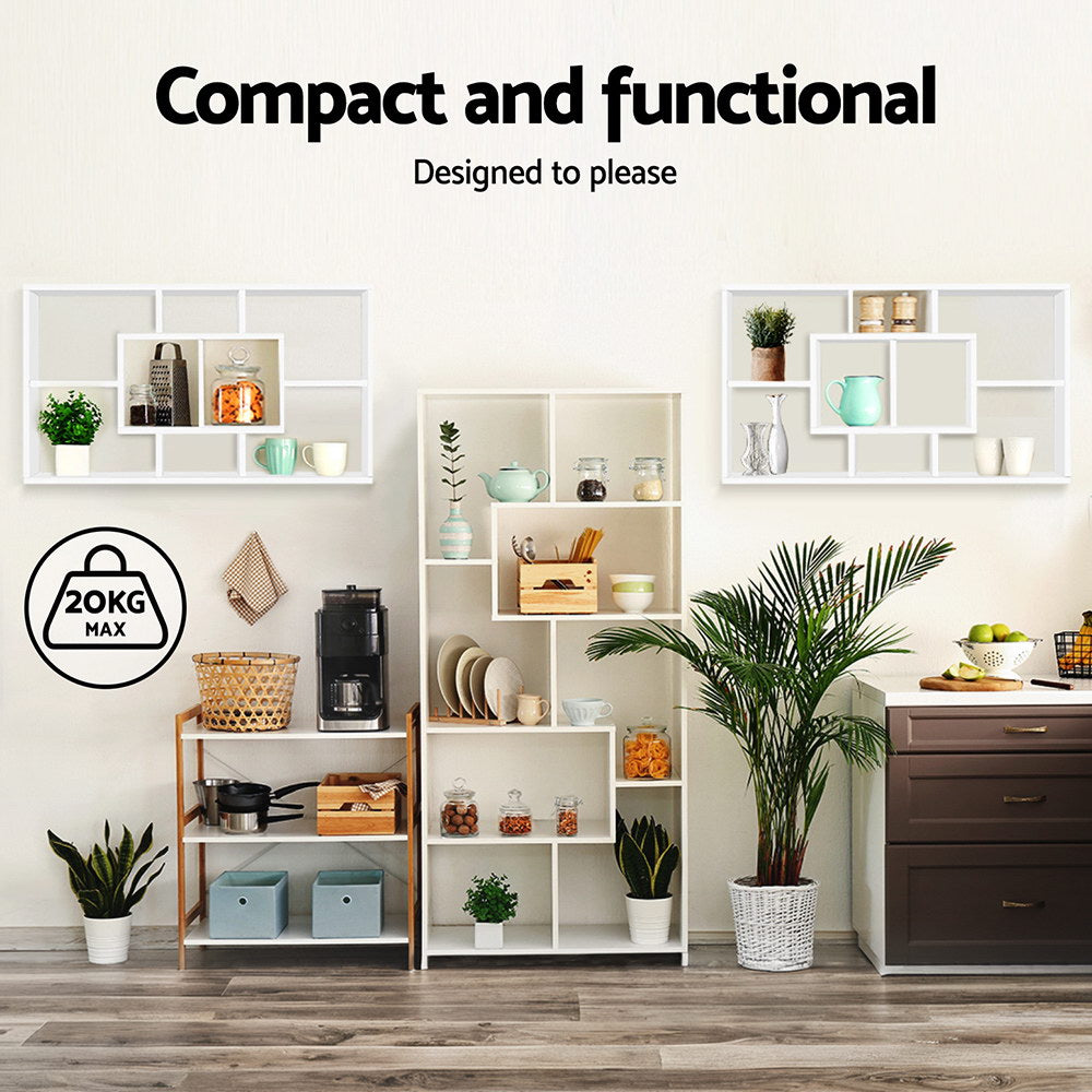 Bookcases & Shelves: Artiss Floating Wall Shelves Bookshelf White