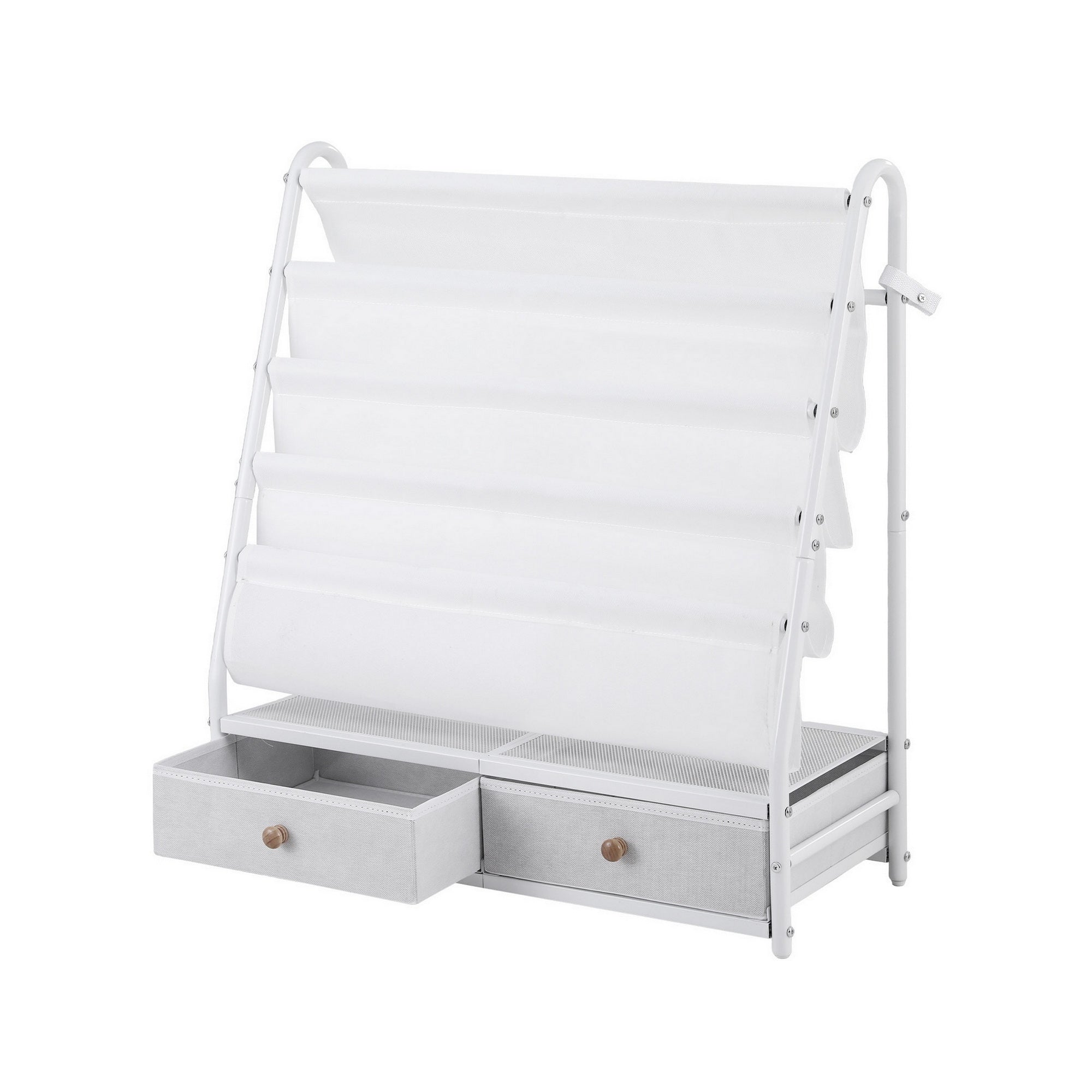 Kid's Bookcases & Shelves: Keezi Kids Bookshelf Metal Storage Rack Toy Organiser Display Shelf Drawer White