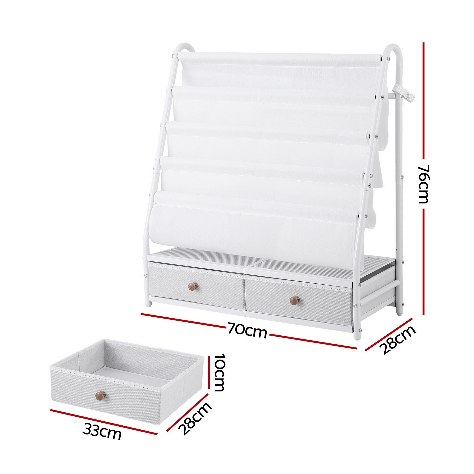 Kid's Bookcases & Shelves: Keezi Kids Bookshelf Metal Storage Rack Toy Organiser Display Shelf Drawer White