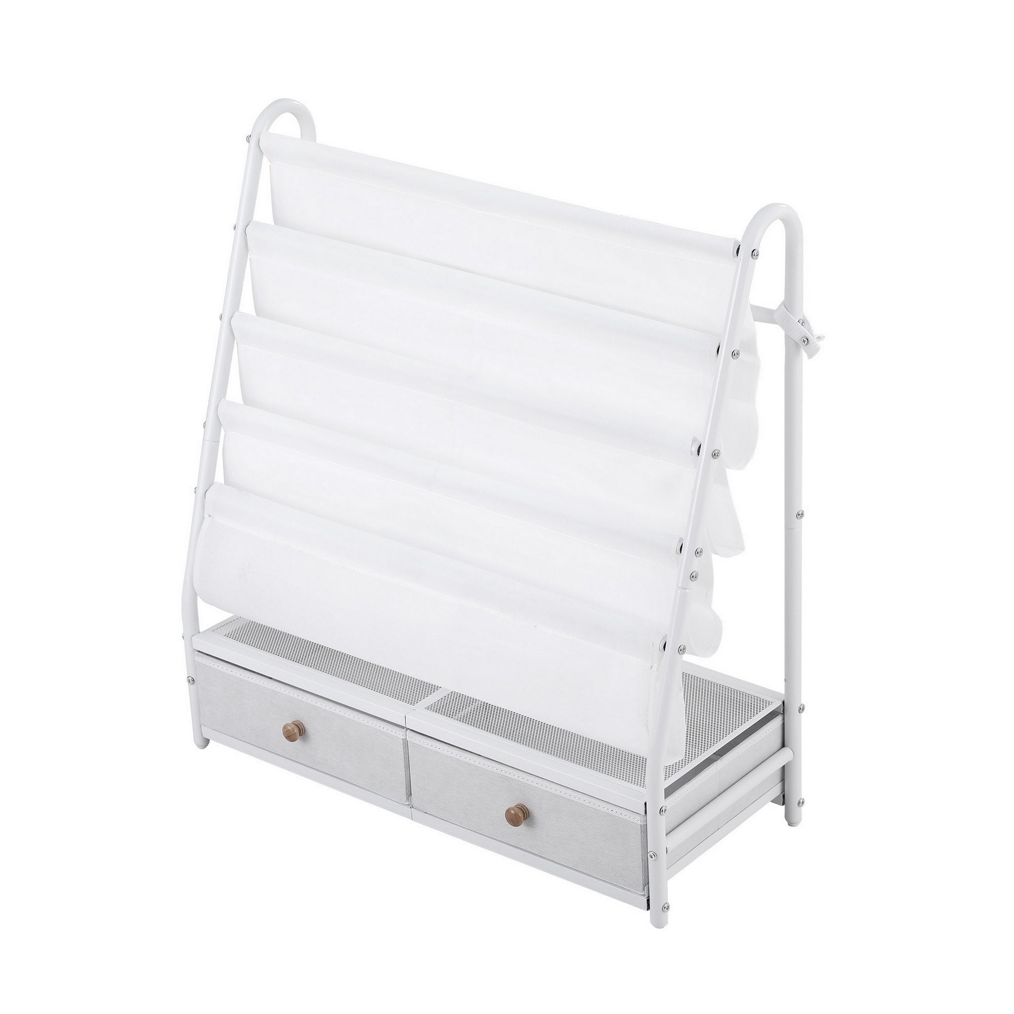Kid's Bookcases & Shelves: Keezi Kids Bookshelf Metal Storage Rack Toy Organiser Display Shelf Drawer White