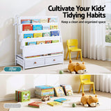 Kid's Bookcases & Shelves: Keezi Kids Bookshelf Metal Storage Rack Toy Organiser Display Shelf Drawer White