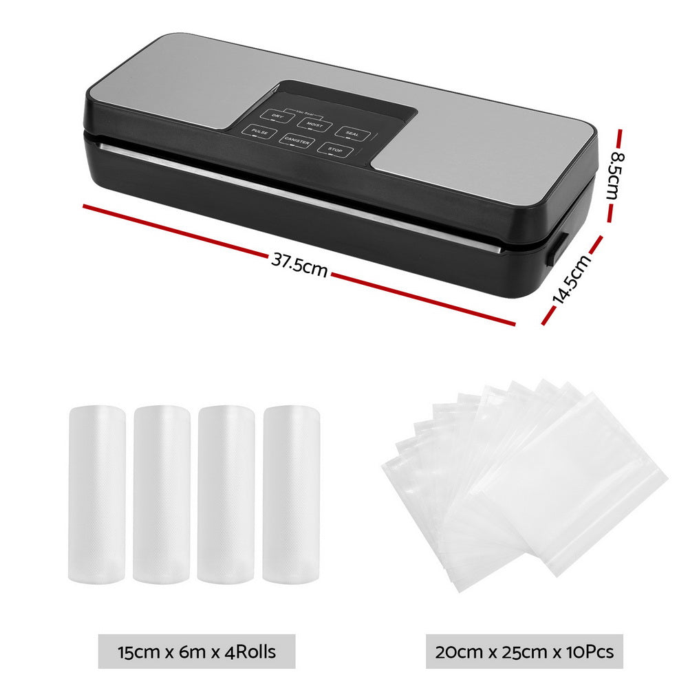 Food Storage: Devanti Food Vacuum Sealer Machine Auto Seal Cutter 5 Modes Storage Bags 4 Rolls