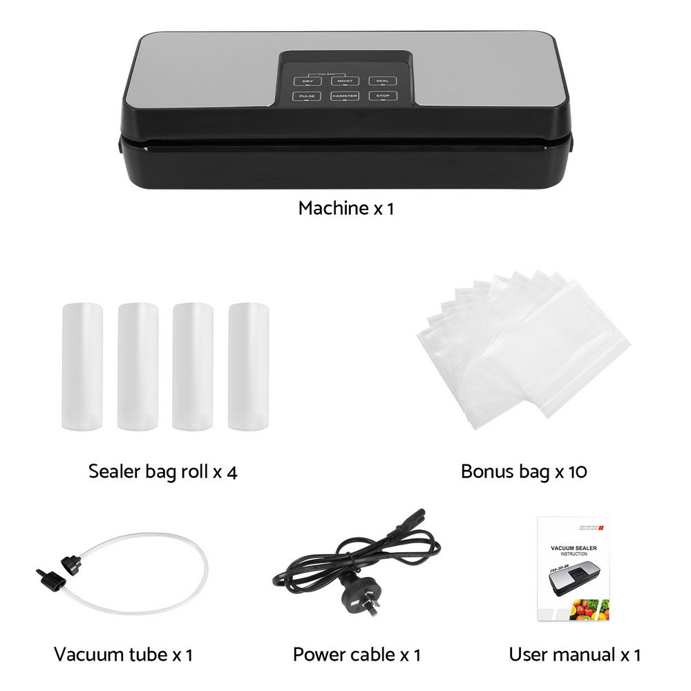 Food Storage: Devanti Food Vacuum Sealer Machine Auto Seal Cutter 5 Modes Storage Bags 4 Rolls