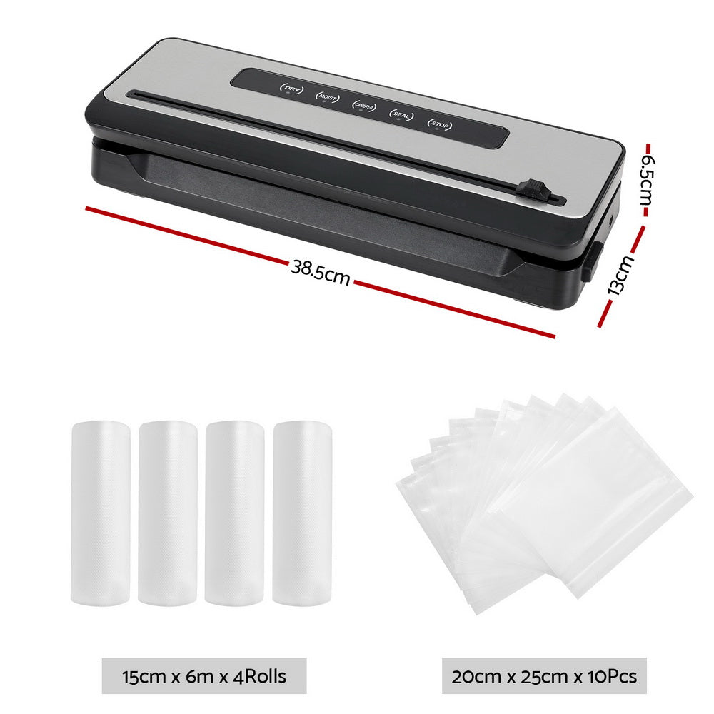 Food Storage: Devanti Food Vacuum Sealer Machine Sealing Cutter 4 Modes Storage Bags 4 Rolls