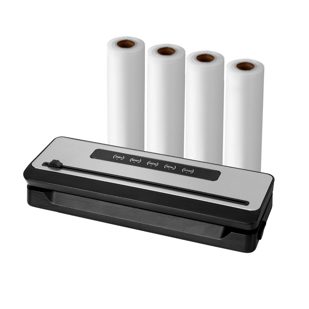Food Storage: Devanti Food Vacuum Sealer Machine Sealing Cutter 4 Modes Storage Bags 4 Rolls