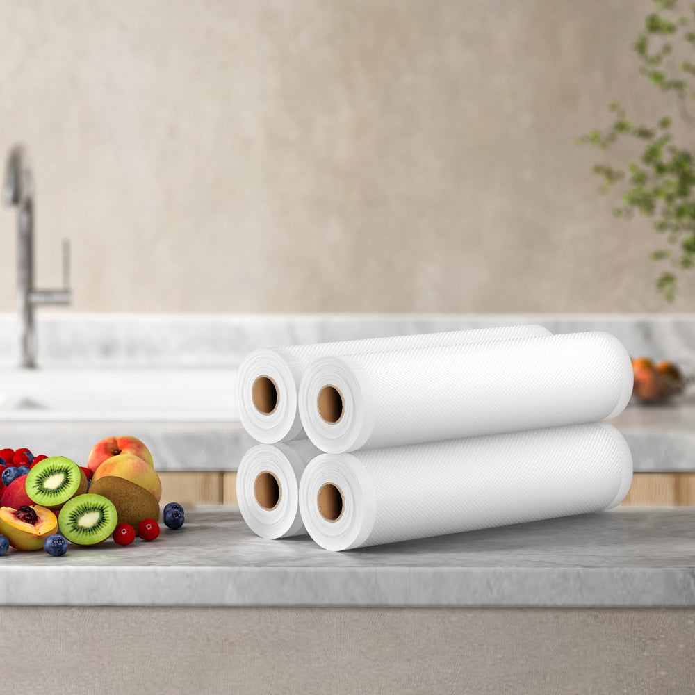Food Storage: 4 Rolls Food Vacuum Sealer Bags Storage Saver Heat Sealing Bag Pack 28CMX6M