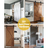 Door Hardware: Cefito Sliding Barn Door Hardware Track Set 2.44m
