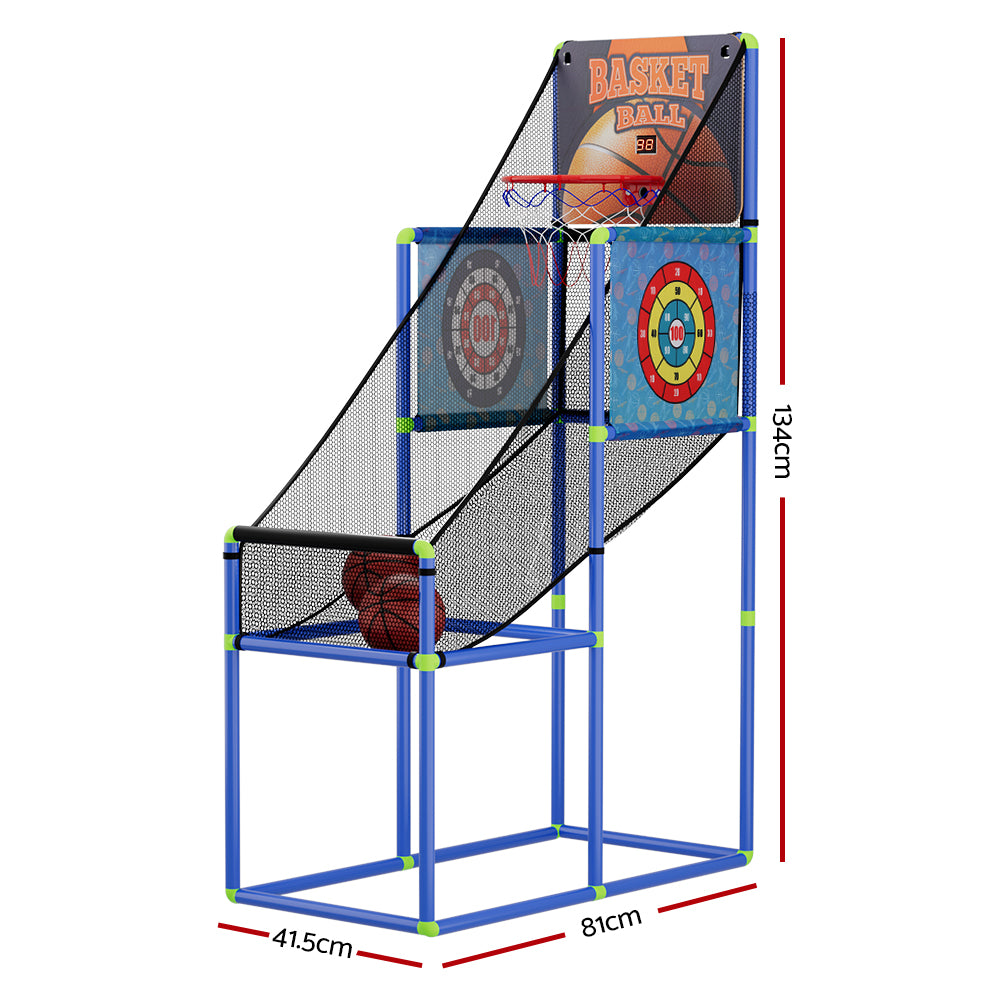 Basketball & Basketball Accessories: Basketball Arcade Game Electronic Scorer 3 Games Adjustable Kids Blue