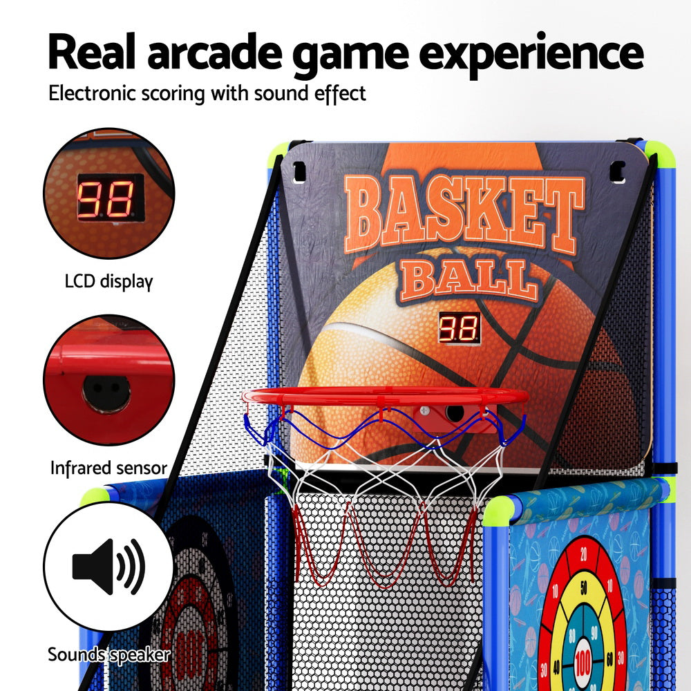 Basketball & Basketball Accessories: Basketball Arcade Game Electronic Scorer 3 Games Adjustable Kids Blue