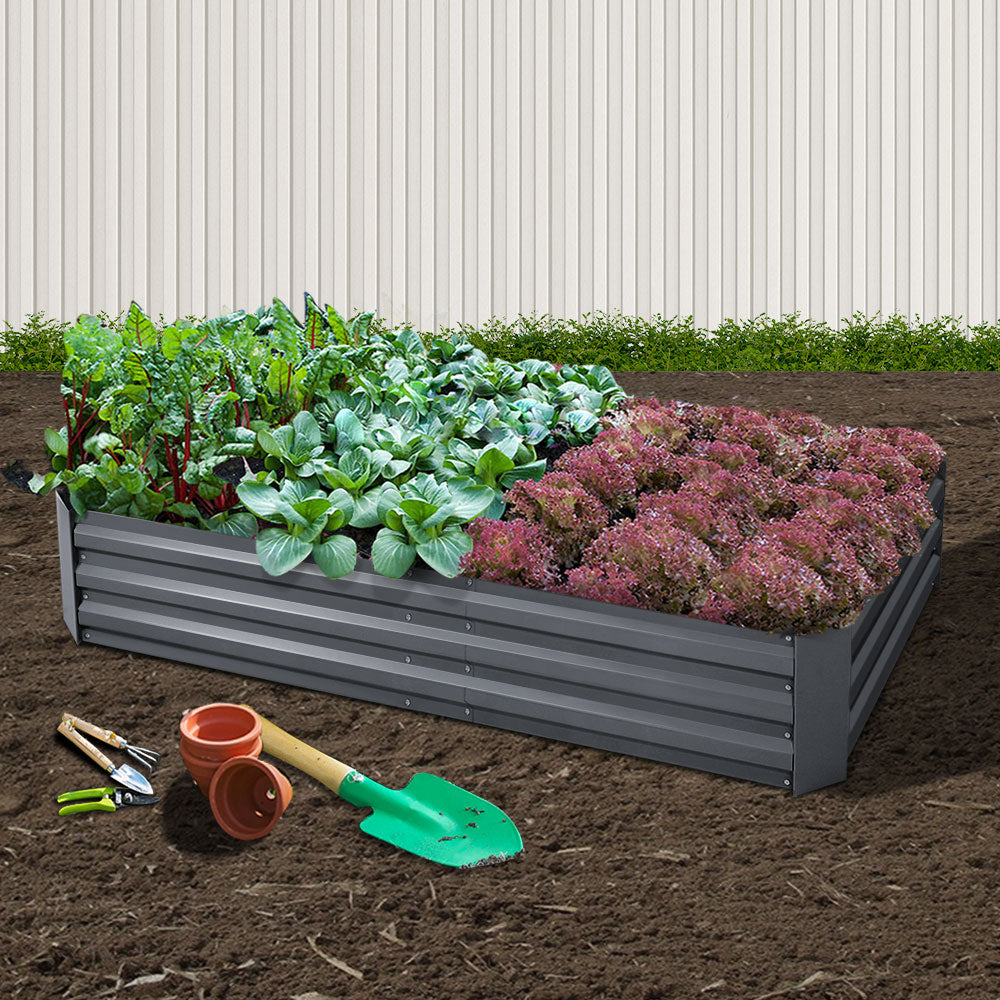 Garden Beds & Planters: Green Fingers Garden Bed 180x90cm Planter Box Raised Container Galvanised Steel