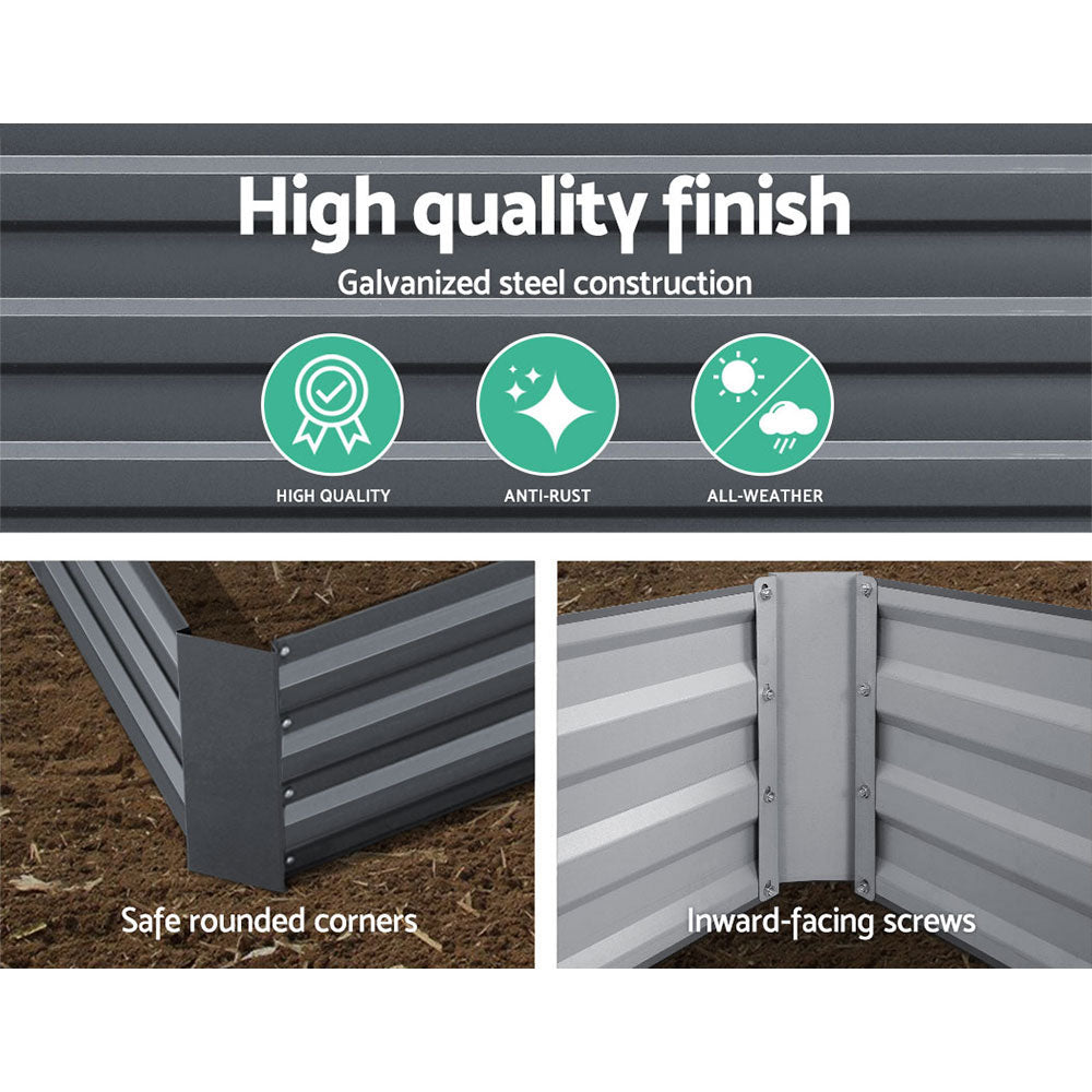 Garden Beds & Planters: Green Fingers Garden Bed 180x90cm Planter Box Raised Container Galvanised Steel