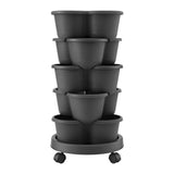Garden Beds & Planters: Green Fingers 5 Tier Vertical Garden Planter, Stackable Planters with 4 Wheels, Black, Raised Garden Bed, Garden Tower Indoor Outdoor, Auto Drainage System, for Strawberries, Herbs, Flower, Vegetables