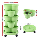 Garden Beds & Planters: Green Fingers 5 Tier Vertical Garden Planter, Stackable Planters with Wheels, Light Green, Garden Bed, Garden Tower Indoor Outdoor, Auto Drainage System, for Strawberries, Herbs, Flowers, Vegetables