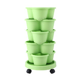 Garden Beds & Planters: Green Fingers 5 Tier Vertical Garden Planter, Stackable Planters with Wheels, Light Green, Garden Bed, Garden Tower Indoor Outdoor, Auto Drainage System, for Strawberries, Herbs, Flowers, Vegetables