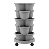 Garden Beds & Planters: Green Fingers 5 Tier Vertical Garden Planter, Stackable Planters with 4 Wheels, Grey, Raised Garden Bed, Garden Tower Indoor Outdoor, Auto Drainage System, for Strawberries, Herbs, Flower, Vegetables