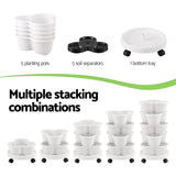Garden Beds & Planters: Green Fingers 5 Tier Vertical Garden Planter, Stackable Planters with Wheels, White, Garden Bed, Garden Tower Indoor Outdoor, Auto Drainage System, for Strawberries, Herbs, Flowers, Vegetables