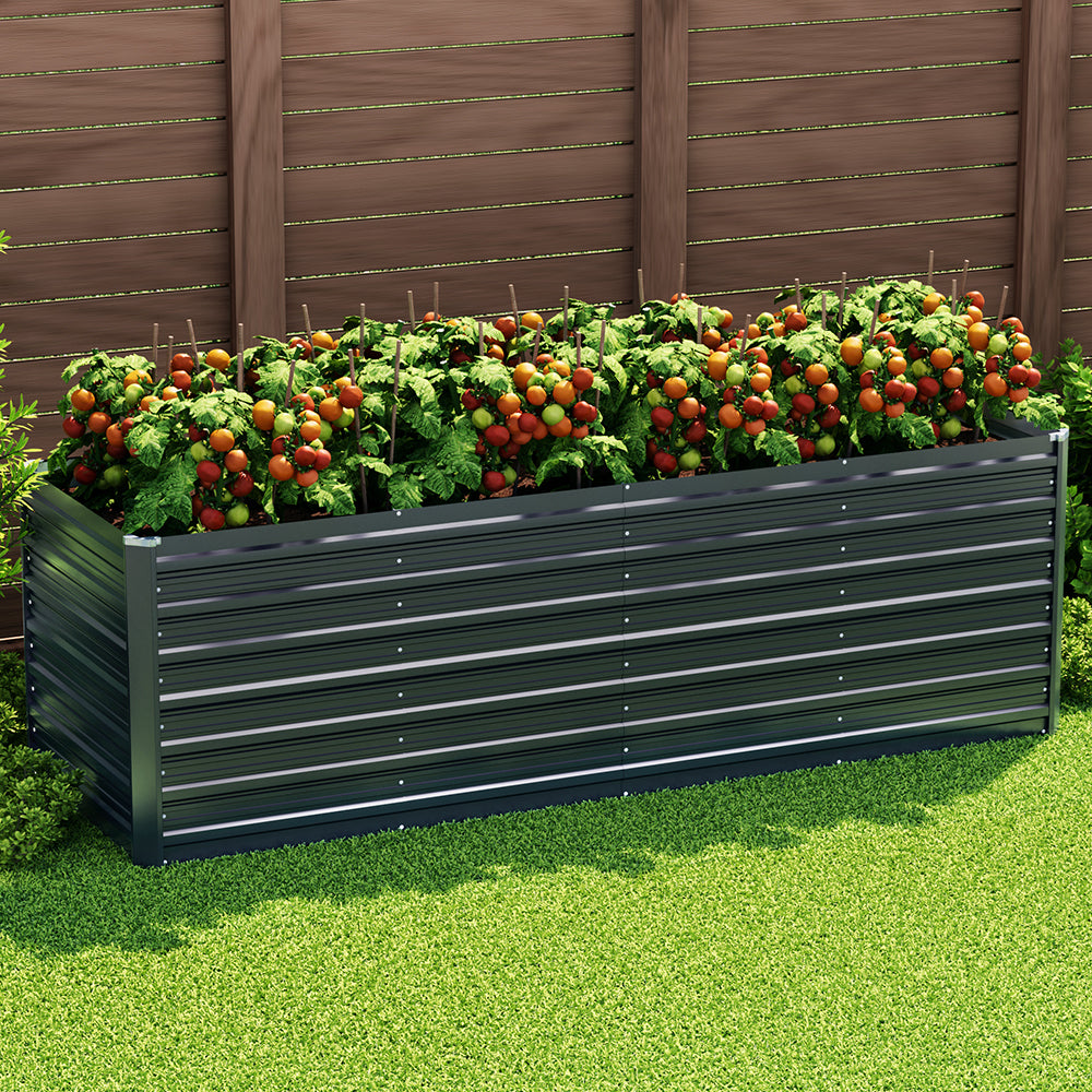 Garden Beds & Planters: Green Fingers Garden Bed 240x80x77cm Planter Box Raised Container Galvanised Herb