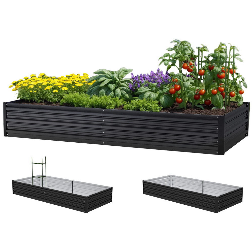Garden Beds & Planters: Green Fingers Raised Garden Bed 2 Pcs 210x90cm Planter Box Container Galvanised Metal Outdoor
