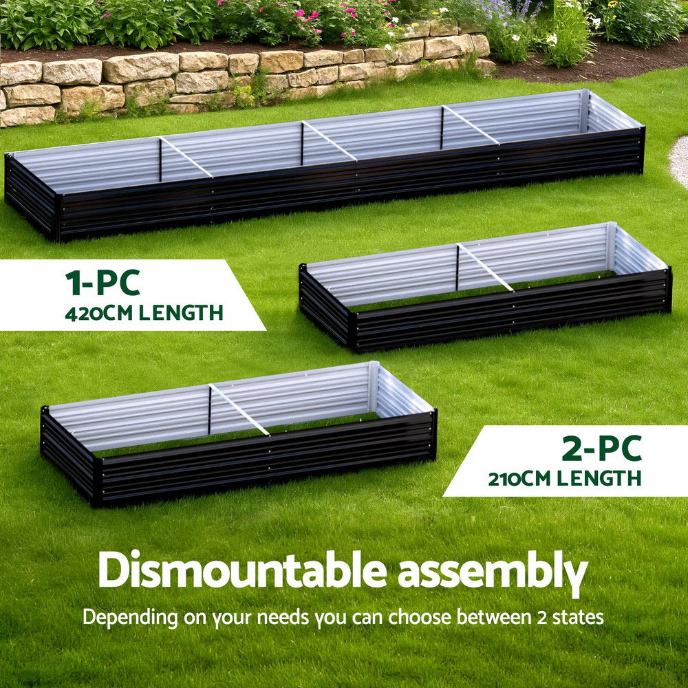 Garden Beds & Planters: Green Fingers Raised Garden Bed 2 Pcs 210x90cm Planter Box Container Galvanised Metal Outdoor