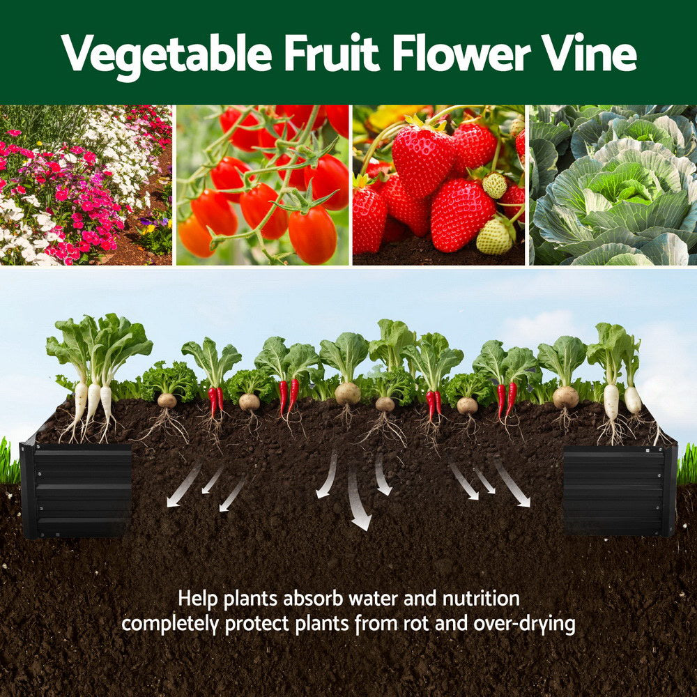 Garden Beds & Planters: Green Fingers Raised Garden Bed 2 Pcs 210x90cm Planter Box Container Galvanised Metal Outdoor