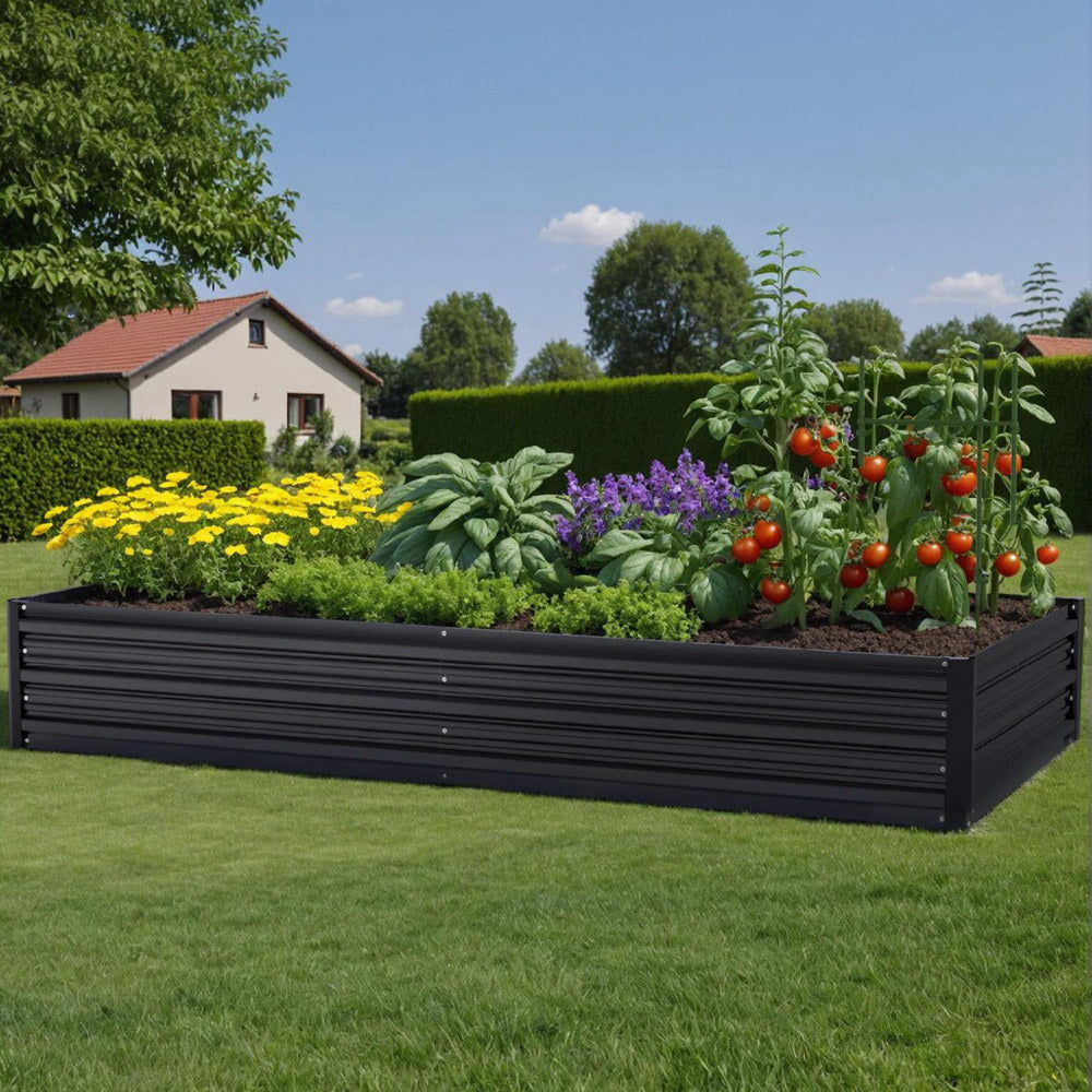 Garden Beds & Planters: Green Fingers Raised Garden Bed 2 Pcs 210x90cm Planter Box Container Galvanised Metal Outdoor