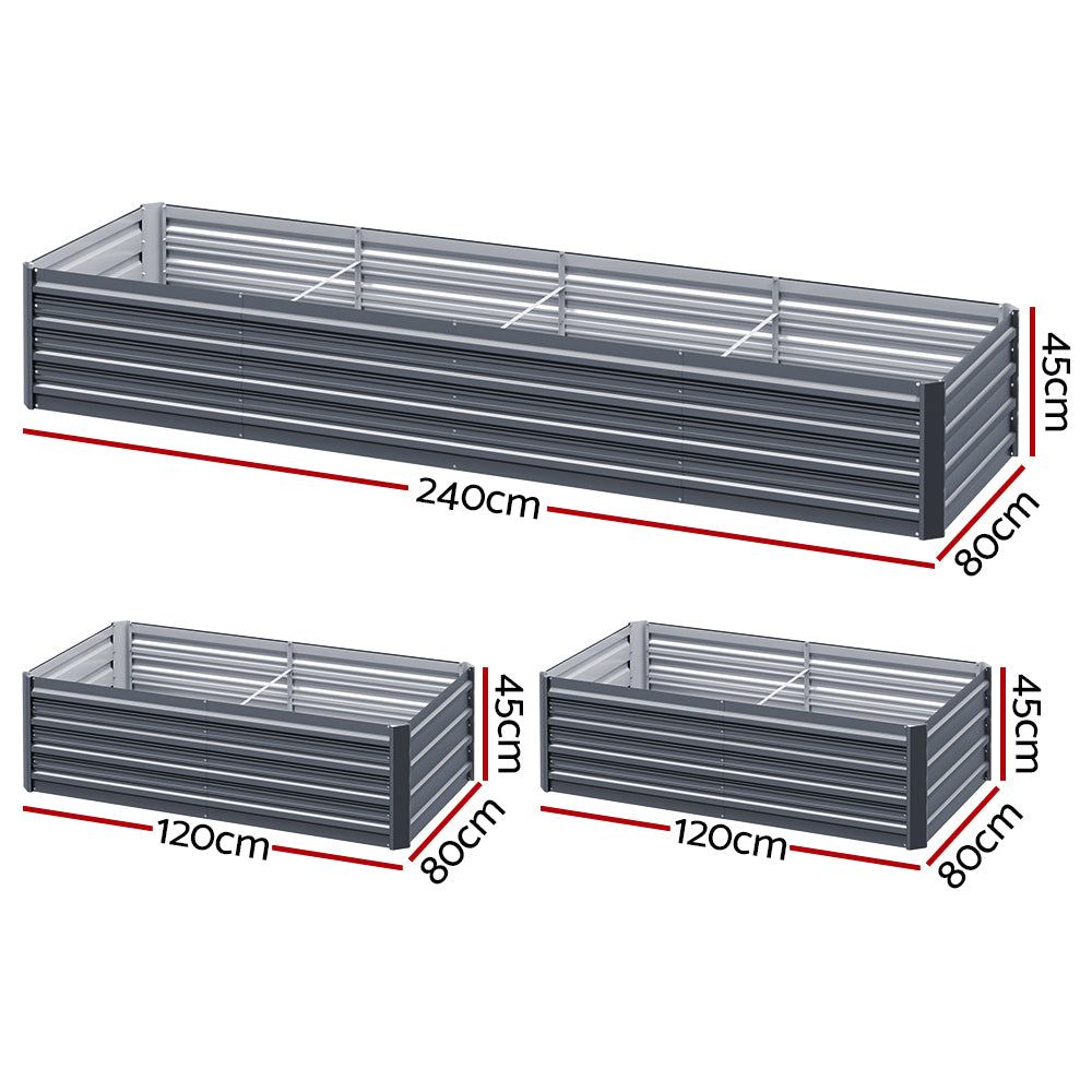 Garden Beds & Planters: Green Fingers Garden Bed 240X80X45cm Planter Box Raised Container Galvanised Herb