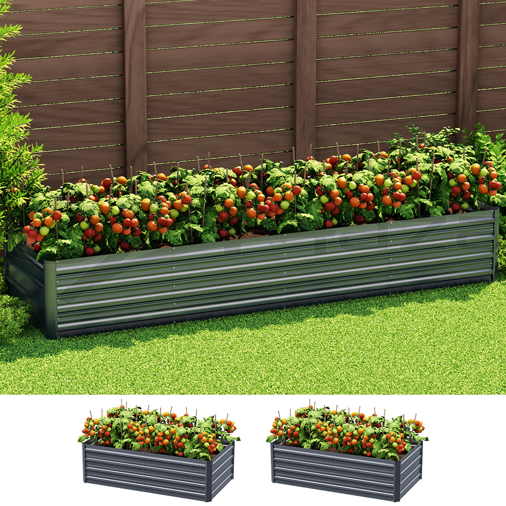 Garden Beds & Planters: Green Fingers Garden Bed 240X80X45cm Planter Box Raised Container Galvanised Herb