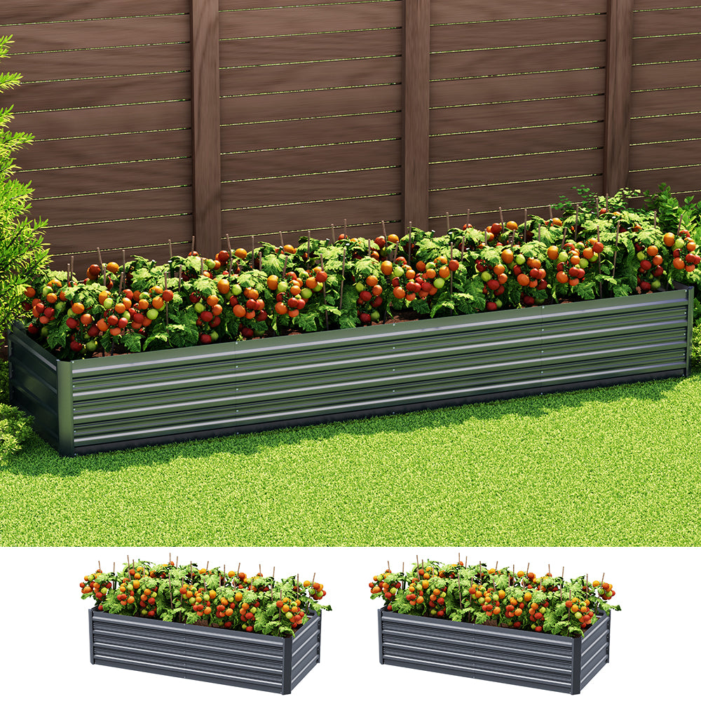 Garden Beds & Planters: Green Fingers Garden Bed 320X80X45cm Planter Box Raised Container Galvanised Herb