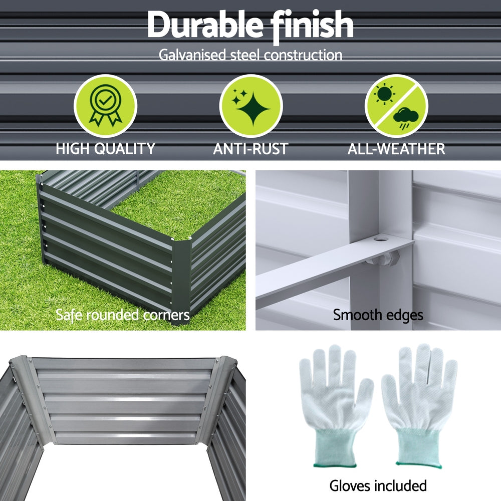 Garden Beds & Planters: Green Fingers Garden Bed 320X80X45cm Planter Box Raised Container Galvanised Herb