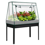 Garden Beds & Planters: Green Fingers Elevated Metal Garden Bed Kit w Mini Greenhouse Cover 116x60cm Stand-Up Height Trellis